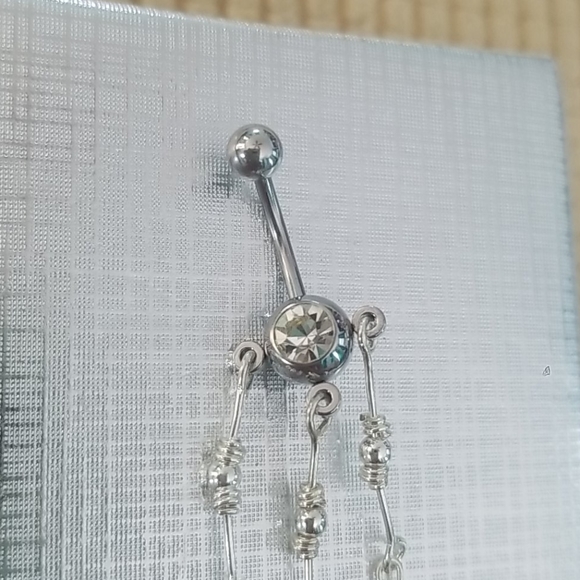 New Hanging Navel Belly Button Ring Clear Glass - Picture 2 of 3